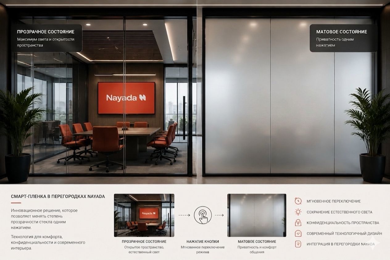 Фото NAYADA-SmartGlass: приватность одним касанием.